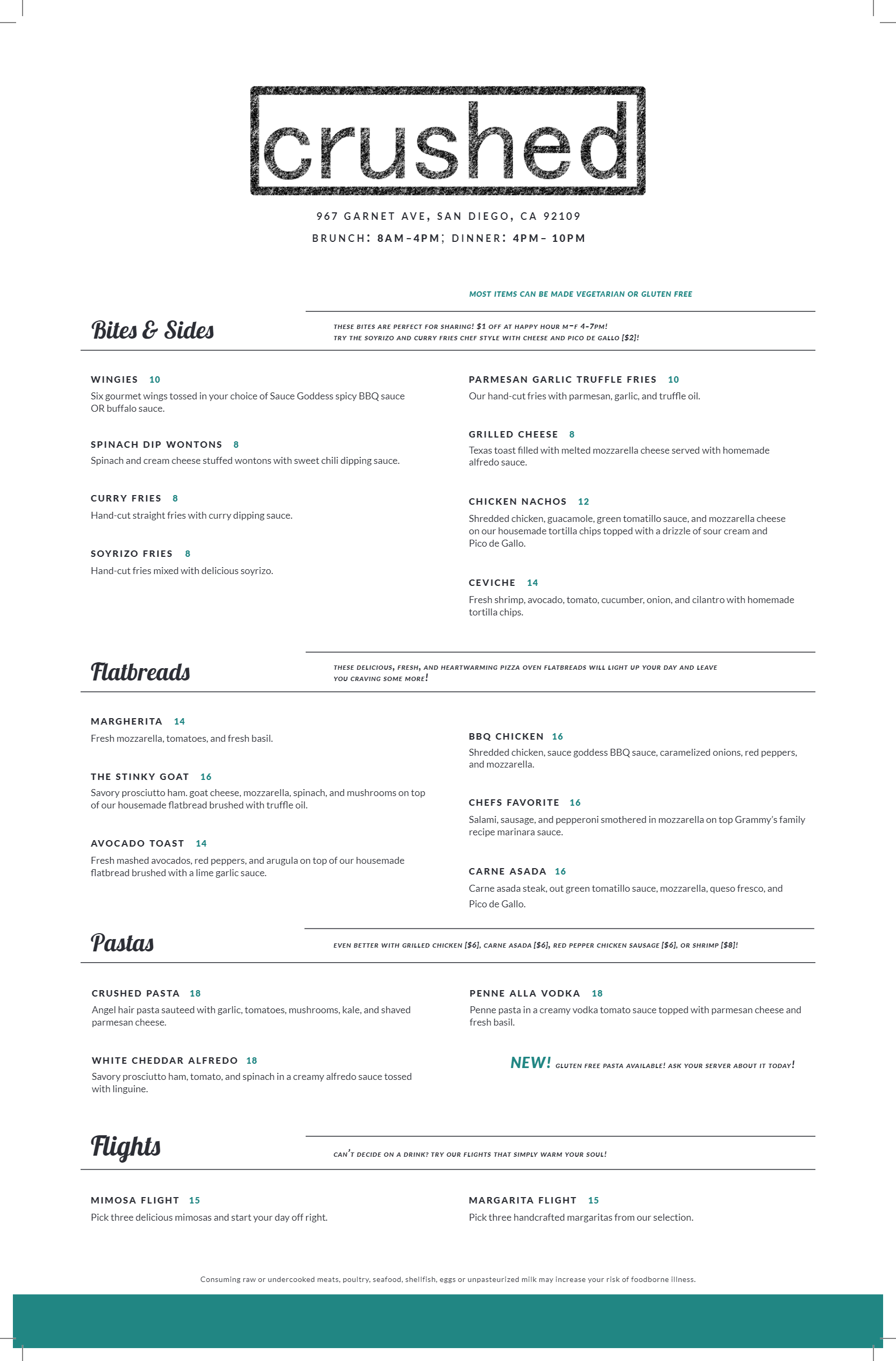 Crushed Brunch & Dinner Restaurant in Pacific Beach
